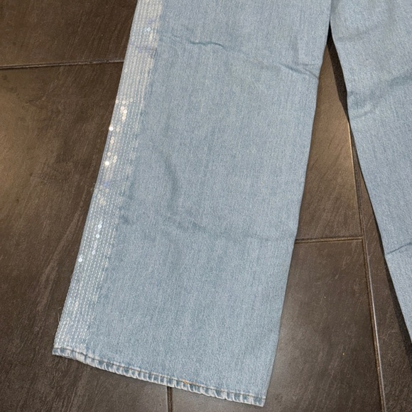 Anthropologies Pilcro Sequin Skater High-Rise Wide-Leg Jeans - Picture 12 of 14